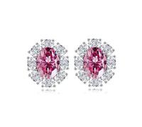 GGYTMQL Girl Products 4 Moissanite Stud Earrings for Women D Color S925 Sterling Silver Lab Created Diamond Stud Earrings Exquisite Elegant Oval Design Perfect for Daily Wear Wedding Gifts