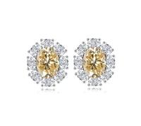 GGYTMQL Girl Products 4 Moissanite Stud Earrings for Women D Color S925 Sterling Silver Lab Created Diamond Stud Earrings Exquisite Elegant Oval Design Perfect for Daily Wear Wedding Gifts