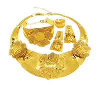 GGYTMQL Girl Products 4 Pcs Sparkling 24K Engagement Wedding Jewelry Sets for Women Necklace Earrings Bracelet Ring Womens Jewelry Sets for Bridal Party Prom Costume Accessories Gifts
