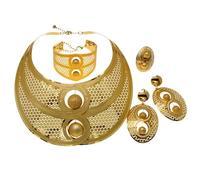 GGYTMQL Girl Products 4 Pcs Sparkling 24K Wedding Jewelry Sets for Women Necklace Bracelet Earrings Ring Sets Bridal Jewelry Sets for Women Party Prom Costume Accessories Gifts