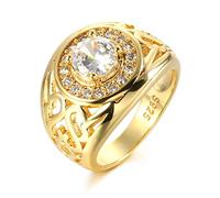 GGYTMQL Girl Products Big Wide Wedding Men Rings n Dubai Yellow Gold Color White Cubic Zirconia Rings For Women Boho Retro Jewelry Gifts