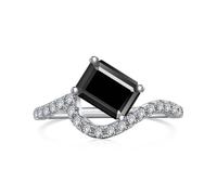 GGYTMQL Girl Products Dazzling 2 Moissanite Rings for Women Emerald Cut D Color S925 Sterling Silver Lab Created Diamond Rings Perfect for Daily Wear Parties Wedding Birthday Gifts