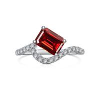 GGYTMQL Girl Products Dazzling 2 Moissanite Rings for Women Emerald Cut D Color S925 Sterling Silver Lab Created Diamond Rings Perfect for Daily Wear Parties Wedding Birthday Gifts