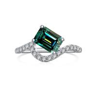 GGYTMQL Girl Products Dazzling 2 Moissanite Rings for Women Emerald Cut D Color S925 Sterling Silver Lab Created Diamond Rings Perfect for Daily Wear Parties Wedding Birthday Gifts