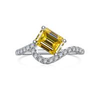 GGYTMQL Girl Products Dazzling 2 Moissanite Rings for Women Emerald Cut D Color S925 Sterling Silver Lab Created Diamond Rings Perfect for Daily Wear Parties Wedding Birthday Gifts