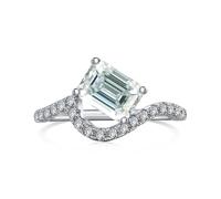 GGYTMQL Girl Products Dazzling 2 Moissanite Rings for Women Emerald Cut D Color S925 Sterling Silver Lab Created Diamond Rings Perfect for Daily Wear Parties Wedding Birthday Gifts