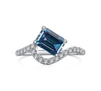 GGYTMQL Girl Products Dazzling 2 Moissanite Rings for Women Emerald Cut D Color S925 Sterling Silver Lab Created Diamond Rings Perfect for Daily Wear Parties Wedding Birthday Gifts