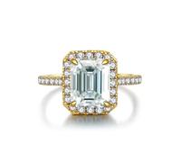 GGYTMQL Girl Products Dazzling 3 Moissanite Rings for Women Emerald Cut D Color S925 Sterling Silver Lab Created Diamond Rings Perfect for Daily Wear Parties Wedding Birthday Gifts