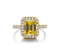 GGYTMQL Girl Products Dazzling 3 Moissanite Rings for Women Emerald Cut D Color S925 Sterling Silver Lab Created Diamond Rings Perfect for Daily Wear Parties Wedding Birthday Gifts