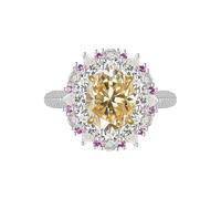 GGYTMQL Girl Products Dazzling 3 Moissanite Rings for Women Oval Cut D Color S925 Sterling Silver Lab Created Diamond Rings Perfect for Daily Wear Parties Wedding Birthday Gifts
