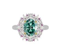 GGYTMQL Girl Products Dazzling 3 Moissanite Rings for Women Oval Cut D Color S925 Sterling Silver Lab Created Diamond Rings Perfect for Daily Wear Parties Wedding Birthday Gifts