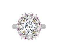 GGYTMQL Girl Products Dazzling 3 Moissanite Rings for Women Oval Cut D Color S925 Sterling Silver Lab Created Diamond Rings Perfect for Daily Wear Parties Wedding Birthday Gifts