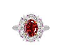GGYTMQL Girl Products Dazzling 3 Moissanite Rings for Women Oval Cut D Color S925 Sterling Silver Lab Created Diamond Rings Perfect for Daily Wear Parties Wedding Birthday Gifts