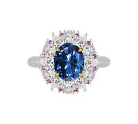 GGYTMQL Girl Products Dazzling 3 Moissanite Rings for Women Oval Cut D Color S925 Sterling Silver Lab Created Diamond Rings Perfect for Daily Wear Parties Wedding Birthday Gifts