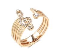 GGYTMQL Girl Products Trend Natural Zircon Music Rings for Women 585 Rose Gold Color Modern Oarty Crystal Ring Daily Fine Jewelry Gifts