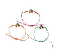 GGYTMQL Girls' jewelry Heart Shape Rainbow Woven Bracelet Pride Friendship Wristband Unisex Adjustable Braided Jewelry 3pcs Pack Fashion Accessory for Occasion accessories