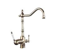 GGYTMQL Gold Filter Kitchen Faucet Purified Cold Water Mixer Crane Tap Antique Brass Deck Mount Sink Faucets for Kitchen(Shiny Gold A)