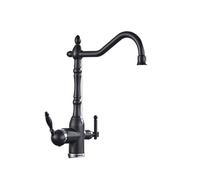 GGYTMQL Gold Filter Kitchen Faucet Purified Cold Water Mixer Crane Tap Antique Brass Deck Mount Sink Faucets for Kitchen(Shiny Gold A)