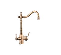GGYTMQL Gold Filter Kitchen Faucet Purified Cold Water Mixer Crane Tap Antique Brass Deck Mount Sink Faucets for Kitchen(Shiny Gold A)
