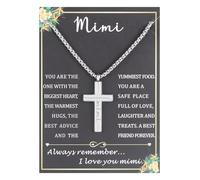 GGYTMQL Grandma Gift Cross Pendant Necklace Religious Gift Christian Gift Letter Necklace Grandma Birthday Gift with Card