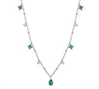 GGYTMQL green crystal tassel water drop bead link chain pendant necklace jewelry for women accessories
