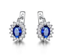 GGYTMQL green emerald blue sapphire gemstone clip earrings for women wedding jewelry wedding