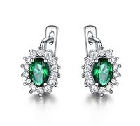 GGYTMQL green emerald blue sapphire gemstone clip earrings for women wedding jewelry wedding
