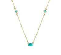 GGYTMQL Green Topaz Square Pendant Necklace 925 Chian Necklace for Women Choker Jewelry Made in China