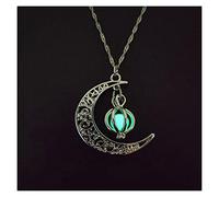 GGYTMQL Halloween Decoration Glowing in The Dark Moon Pendant Necklace Women Pumpkin Lantern Charm Luminous Necklaces Halloween Costumes