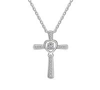 GGYTMQL heart cross necklace full zirconia paved pendant necklaces for women fine jewelry