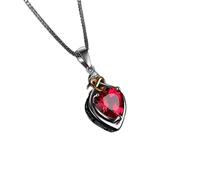 GGYTMQL Heart Knot red Ruby 925 Pendant Necklace for Women Gemstone Choker Without Chain