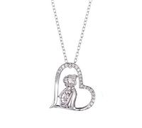 GGYTMQL Heart Pendant Necklace for Women, Silver Chain Necklace Mom with Cubic Zirconia Rolo Necklaces for Adults