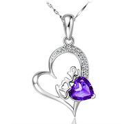 GGYTMQL heart pendants necklaces for women lover gifts purple white heart crystal necklace