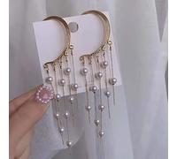 GGYTMQL Heart-Shaped Pearl Long Earrings Shiny Elegant Earrings for Women Jewelry Gifts