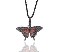 GGYTMQL Hip Hop Custom Small Size Butterfly Pendant Necklace Combination Words Name Necklace Full Iced Cubic Jewelry