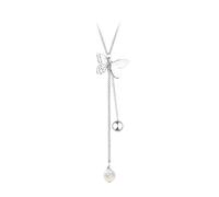 GGYTMQL Hollow Butterfly Pearl Tassel 925 Handmade Clavicle Chain Necklace for Women Dainty Jewelry