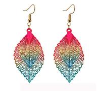 GGYTMQL hook drop fashion metal pendant leaf hollow colorful jewelry ladies earrings