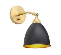 GGYTMQL Industrial Loft Metal Wall Light, Dimmable Switched Sconce Wall Light, E27 Vintage Wall Lamp for Living Room Kitchen Bedroom Restaurant Cafe Bar (Brass)