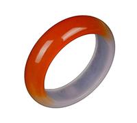 GGYTMQL Jade Bangle for Women, Vintage Style Half Yellow Floating Flower Polishing Bangle, Classical Chinese Elegant Lady Red Agate Jade Bracelet, with Jewelry Box, 56-62mm,56mm