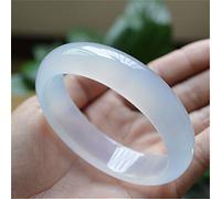 GGYTMQL Jade Bracele, Chinese Bracelet, Natural Chalcedony White Bracelet Female Crystal Agate Jade Bracelet with Box (56mm)