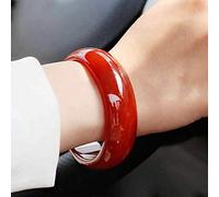 GGYTMQL Jade Bracelet, Chinese Bracelet, Nature Agate Jade Light Red Nice Women's Bangle Bracelets with Box (62mm)