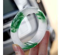 GGYTMQL Jade Bracelet for Women, Chinese Bracelet, Agate Jewelry, Natural Green Agate Jade Bangles with Box (63mm)