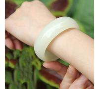GGYTMQL Jade Bracelet for Women, Chinese Bracelet, Natural A Cargo Sheep Fat Grade Beige White Jade Female Jade Bracelet with Box (58mm)