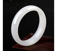 GGYTMQL Jade Bracelet for Womens, Natural White Jade Bangle Bracelet, Ladies Lucky Bracelets Jadeite Bangle with Box,61-62mm