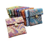 GGYTMQL Jewelry Bags,Small Jewelry Box Fine Seawater Jewelry Gift Bag Vintage Chinese style Silk Brocade Jewellery Storage Pouch Bracelet Bangle Packaging Pouch(Mixed Color,5)