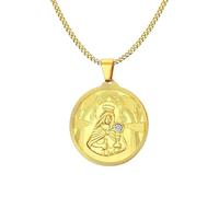 GGYTMQL Jewelry Men Necklace, Golden Mary Mother Of Jesus Round Medallion Cz Pendant Stainless Steel St Benedict Virgin Mens Jewelry Fashion Trendy Accessories Creative Gift For Women And Men Gift