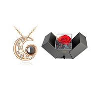 GGYTMQL Jewelry/Necklaces Moon Shape, Miniature Carving Craftsmanship, Contains One Hundred Languages I Love You, Light Luxury Necklaces for Women Women's Pendants