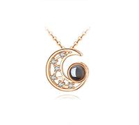 GGYTMQL Jewelry/Necklaces Moon Shape, Miniature Carving Craftsmanship, Contains One Hundred Languages I Love You, Light Luxury Necklaces for Women Women's Pendants