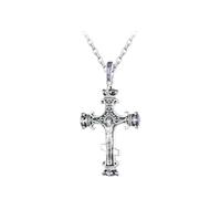 GGYTMQL Jewelry New 2025 Arrival 925 Sterling Silver Vintage Pattern Cross Pendant Necklace Crucifix Charms Fit Women Original Necklace DIY Fine With For You Accessories Trendy Creative Gift Gift