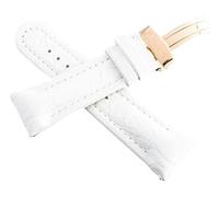 GGYTMQL Joe Rodeo JoJo JoJino 24mm White Leather Rose Gold-tone Stainless Steel Deployment Buckle Watch Band Strap